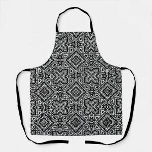 black and white geometric ethnic pattern ornament apron