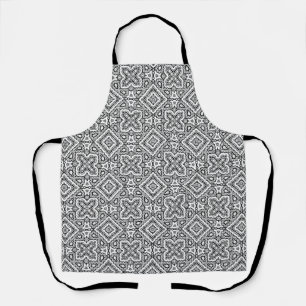 black and white geometric ethnic pattern ornament apron