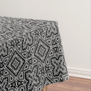 black and white geometric ethnic pattern ornament tablecloth