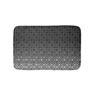 Black and white geometric gradient pattern bath mat