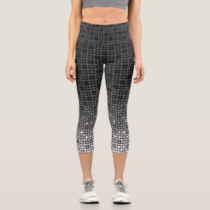 Black and white geometric gradient pattern capri leggings