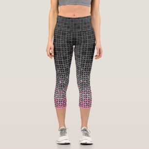 Black and white geometric gradient pattern capri leggings