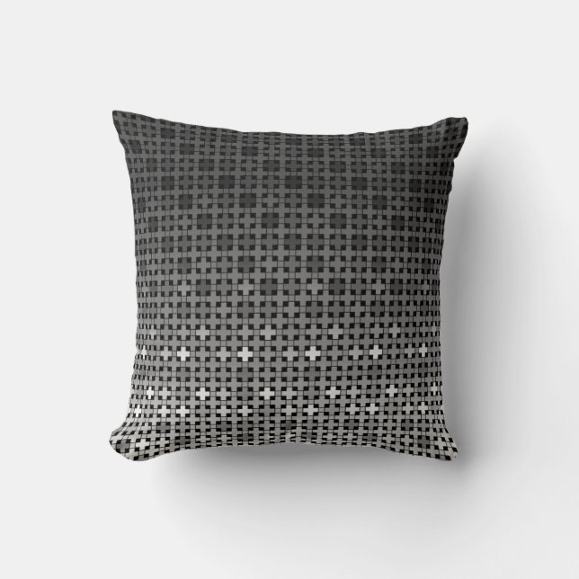 Black and white geometric gradient pattern  cushion (Front)