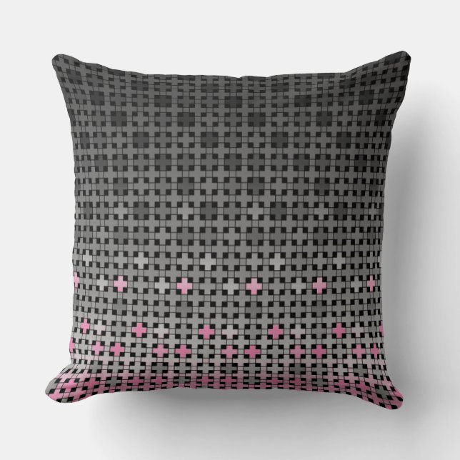 Black and white geometric gradient pattern  cushion (Front)