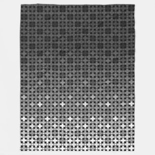 Black and white geometric gradient pattern  fleece blanket