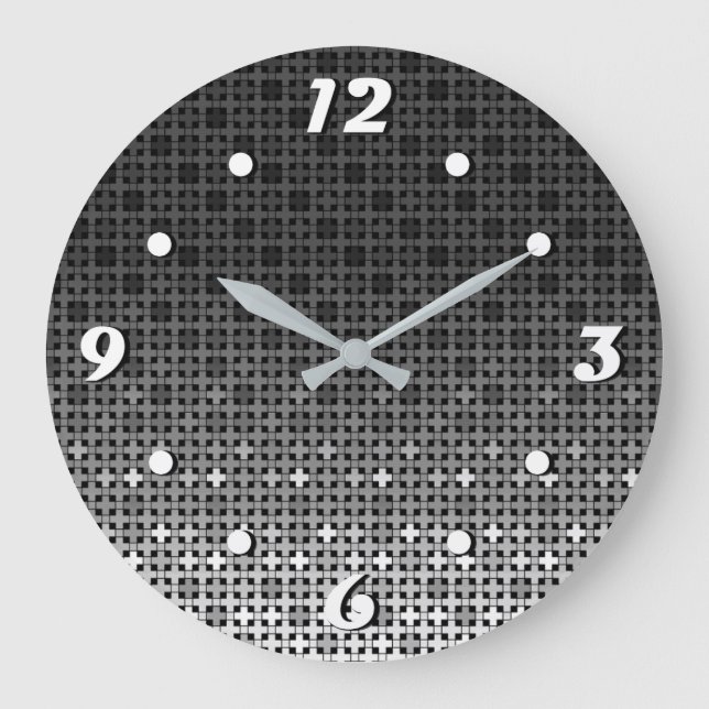 Black and white geometric gradient pattern  large clock (Front)