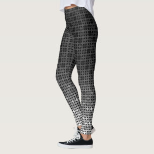 Black and white geometric gradient pattern leggings