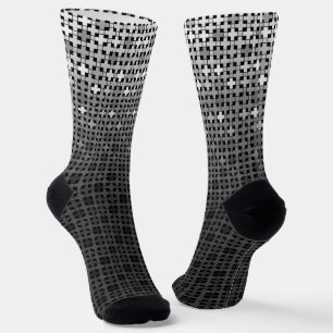 Black and white geometric gradient pattern  socks