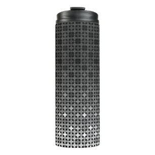 Black and white geometric gradient pattern  thermal tumbler