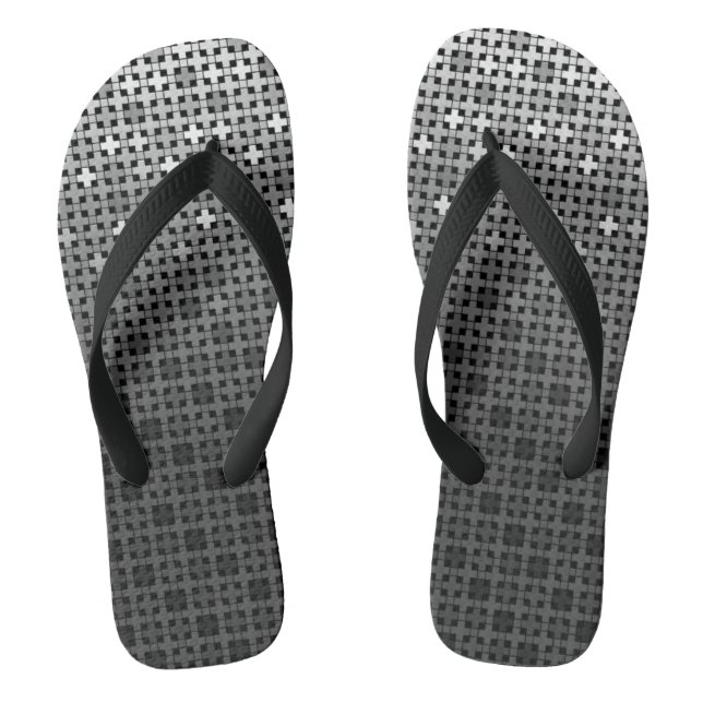 Black and white geometric gradient pattern  thongs (Footbed)