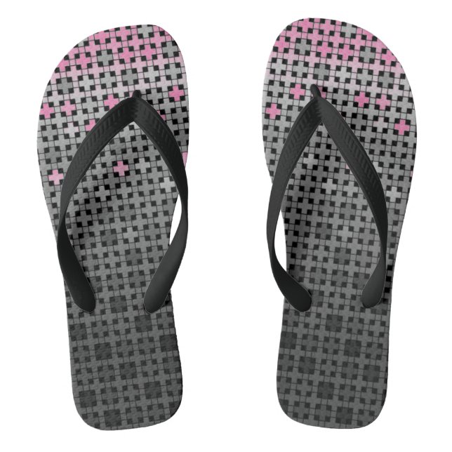 Black and white geometric gradient pattern  thongs (Footbed)