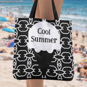 Black And White Geometric Ice Cream Cone Tote Bag