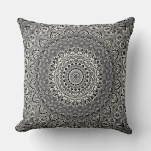 Black and White Geometric Mandala Pattern Cushion