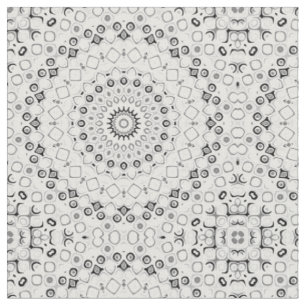 Black and White Geometric Mandala Pattern Fabric