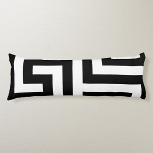 Black and White Geometric Maze Body Pillow