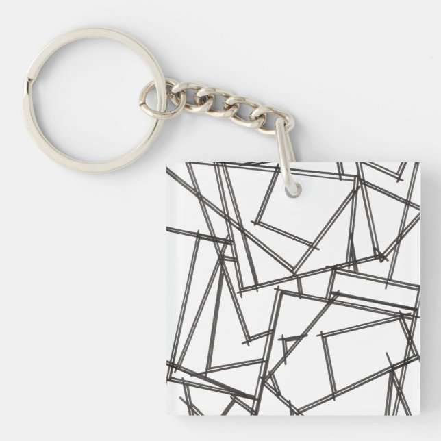 Black And White Geometric-Modern Minimalist Key Ring (Front)