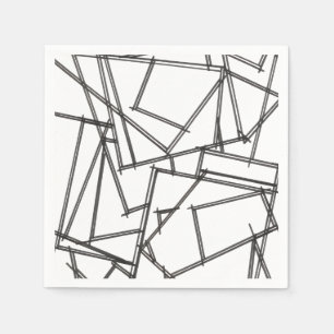 Black And White Geometric-Modern Minimalist Napkin