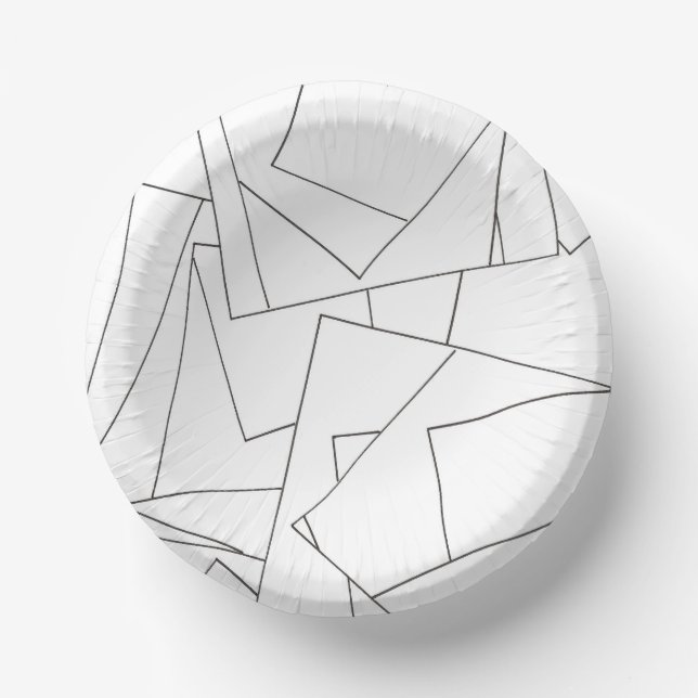 Black And White Geometric-Modern Minimalist Paper Plate (Front)
