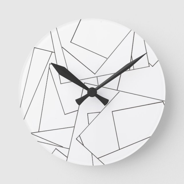 Black and White Geometric-Modern Minimalist Round Clock (Front)