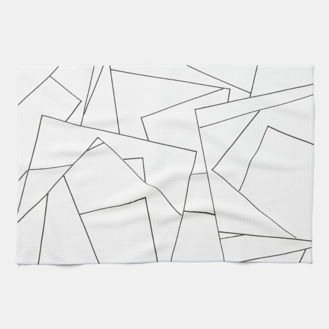 Black And White Geometric-Modern Minimalist Tea Towel (Horizontal)