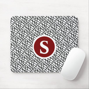 Black and White Geometric Monogram  Mouse Pad