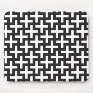 Black and White Geometric Mouse Pad