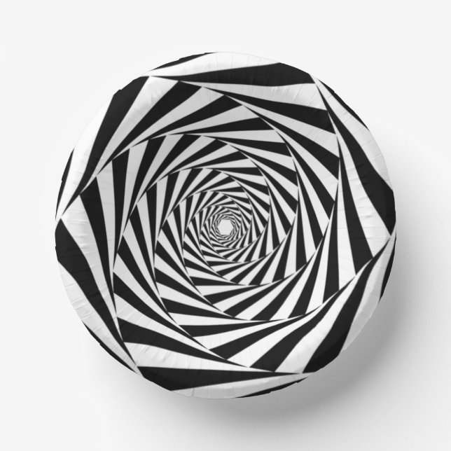 Black and White Geometric Paper Bowls Paper Plate (Front)
