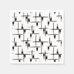 Black and White Geometric Party Paper Napkin