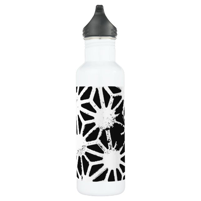 Black and white geometric pattern 710 ml water bottle (Right)