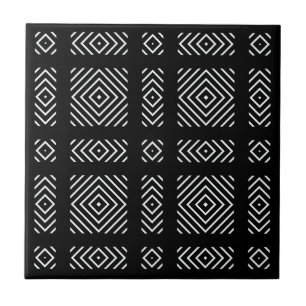 Black and white geometric pattern Ama Ceramic Tile