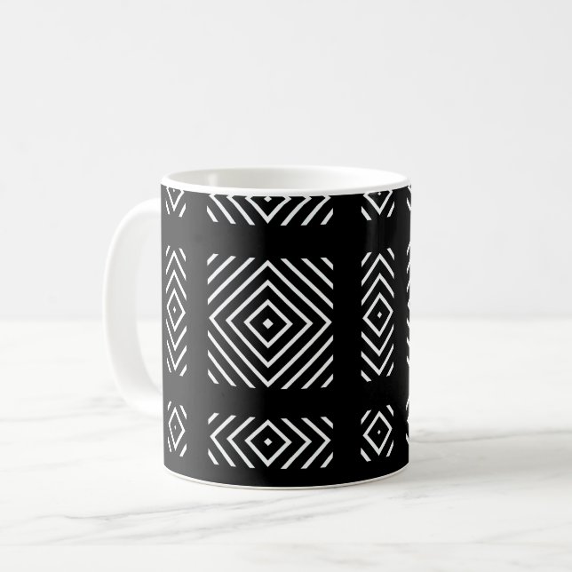 Black and white geometric pattern Ama Coffee Mug (Front Left)