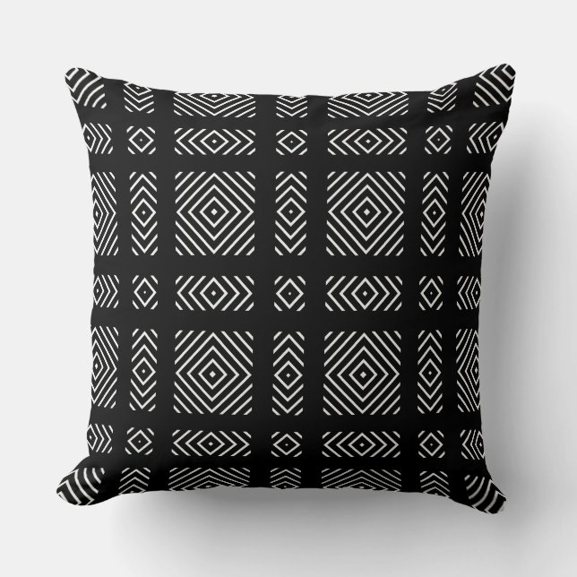 Black and white geometric pattern Ama Cushion (Front)