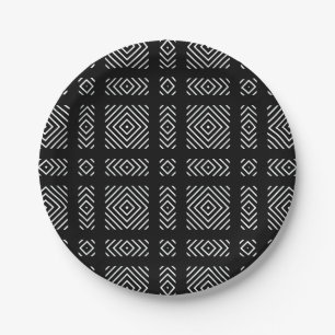 Black and white geometric pattern Ama Paper Plate