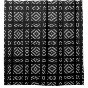 Black and white geometric pattern Ama Shower Curtain