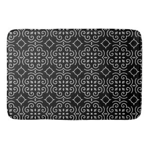 Black and White Geometric Pattern Bath Mat