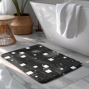 Black and White Geometric Pattern Bath Mat