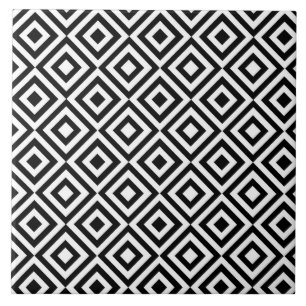 Black and White Geometric Pattern Ceramic Tile