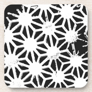 Black and white geometric pattern coaster