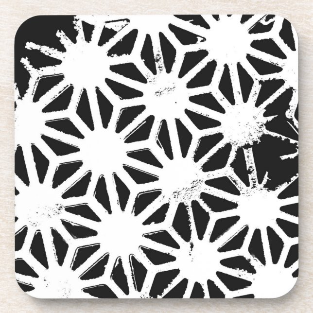 Black and white geometric pattern coaster (Front)