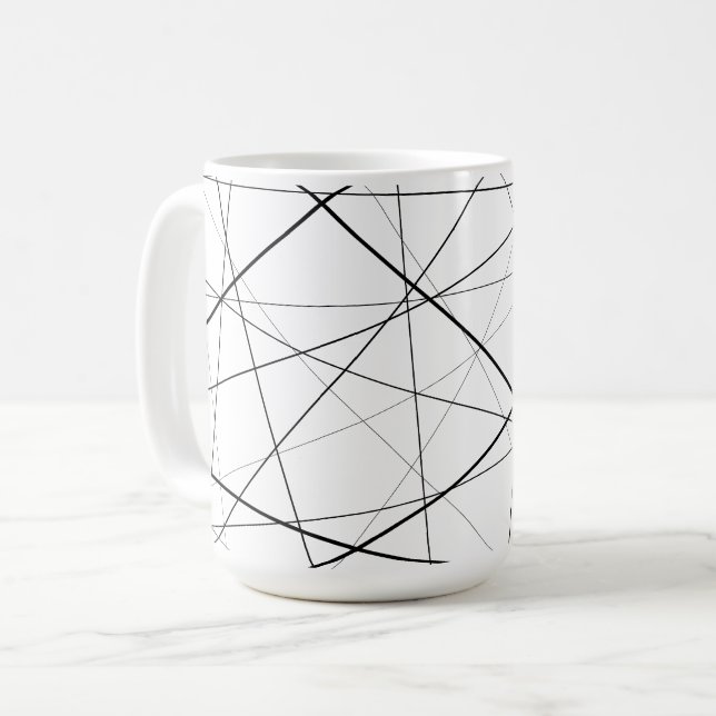 Black and white geometric pattern coffee mug (Front Left)