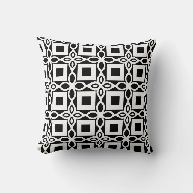 Black and White Geometric Pattern Cushion (Front)