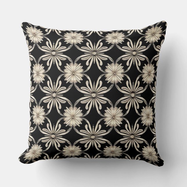 Black and white geometric pattern cushion (Front)