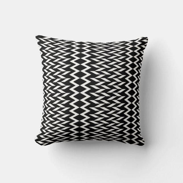 Black and White Geometric Pattern Cushion (Front)