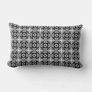 Black and White Geometric Pattern Custom Colour Lumbar Cushion