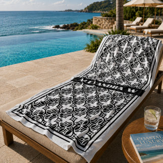 Black and White Geometric Pattern Custom Resort Beach Towel