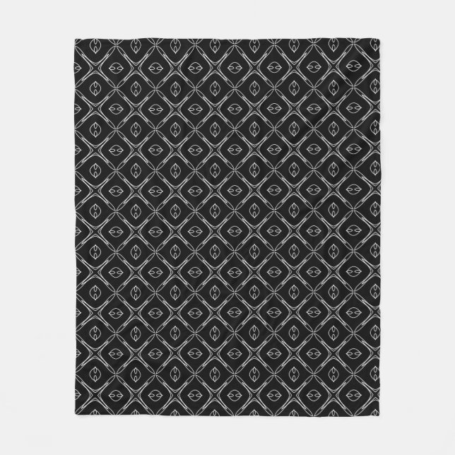 Black and White Geometric Pattern Fleece Blanket (Front)