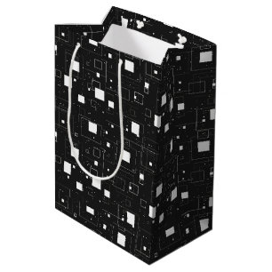 Black and White Geometric Pattern Medium Gift Bag