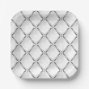 Black and white geometric pattern. paper plate