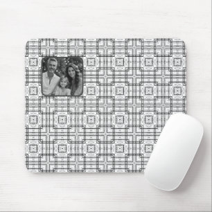 Black and White Geometric Pattern plus Photo Mouse Pad