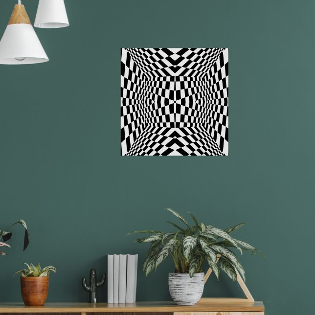 Black and White Geometric Pattern Poster (Living Room 1)